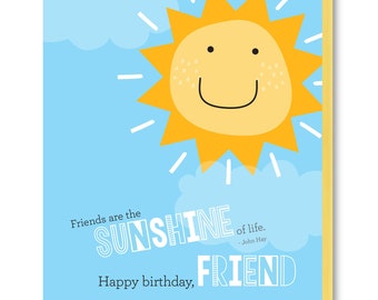 Sunshine Birthday Card, Friend Birthday Card, Birthday Card for Her, Birthday Card for Best Friend, Happy Sun Birthday Card