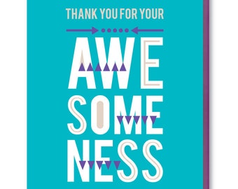 Awesomeness Thank You Card, Blank Thank You Card, Awesome Thank You Card, Thank You Card for Anyone, Gender Neutral Thank You Card