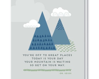 Get On Your Way Graduation Card, Dr. Seuss Quote Greeting Card, Inspirational Graduation Card, Card for Graduate