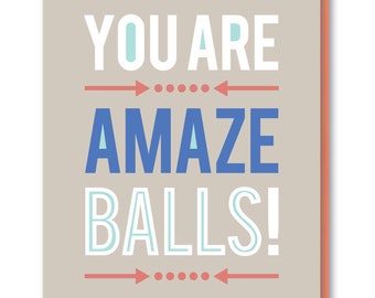 You Are Amazeballs Thank You Card, Funny Thank You Card, Humorous Blank Card, Fun Thank You Note, Hip Language Thank You Card