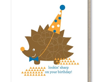 Looking Sharp Birthday Card, Hedgehog Birthday Card, Cute Animal Birthday Card, Animal Lover Birthday Card, Sharp Dressed Birthday Card