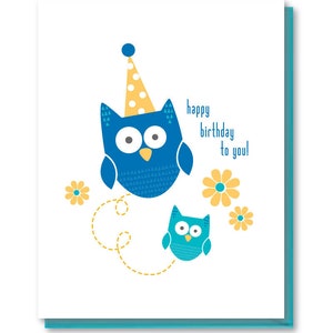 Owls Birthday Card, Happy Birthday To You Blank Card, Cute Animals Birthday Card, Birthday Card for Kids, Birthday Card for Friend