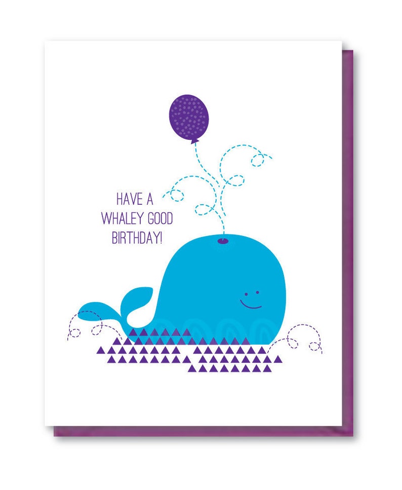 Whaley Good Birthday Card, Cute Whale Birthday Card, Cute Animal ...