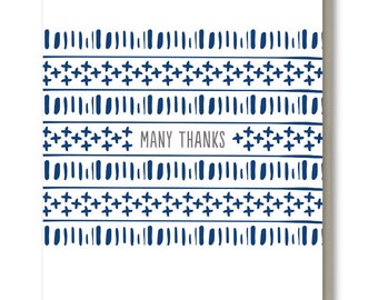 Navy Geo Thank You Card, Thank You Card for Him, Gender Neutral Thank You Card, Thank You Card for Co-Worker, Geometric Thanks