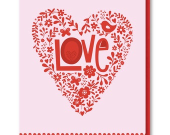 Icon Heart Greeting Card, Red Heart Valentine's Day Card, Cute Valentine, Valentine for Lover/Spouse/Boyfriend/Girlfriend