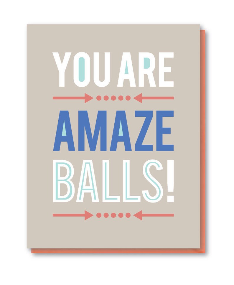 You Are Amazeballs Thank You Card, Funny Thank You Card, Humorous Blank Card, Fun Thank You Note, Hip Language Thank You Card image 1