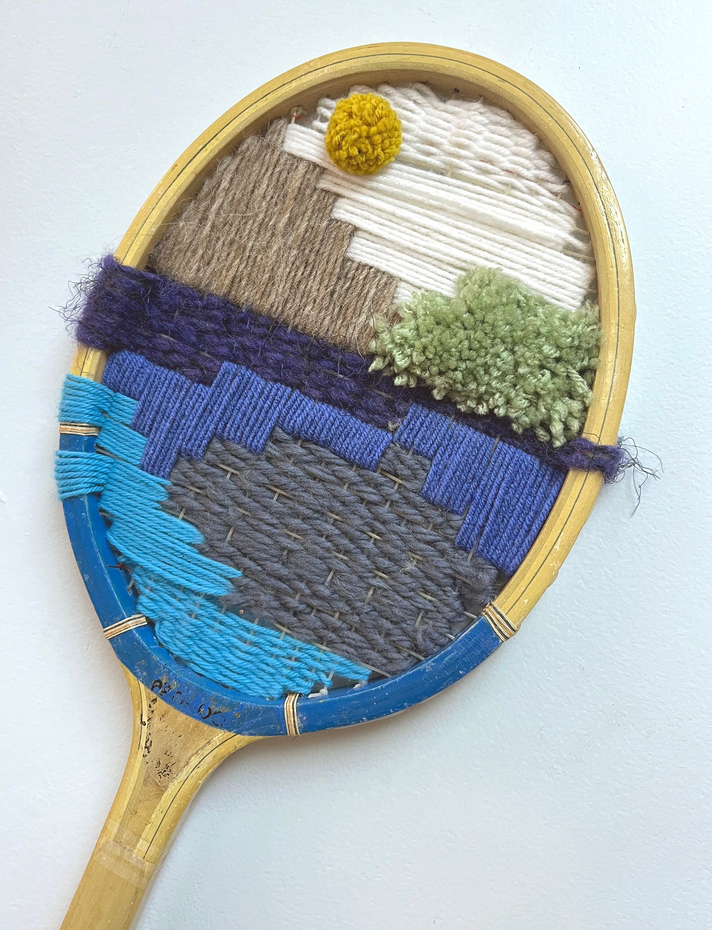 Vintage Tennis Racquet Abstract Lake Scene Weaving Fiber Wall Art Gift ...