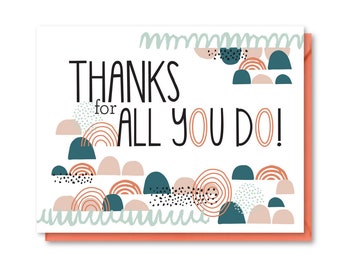 Thanks for All You Do Thank You Card, Geometric Blank Thank You Card, Thank You Card for Anyone, Gender Neutral Thank You Card, Blank Thanks