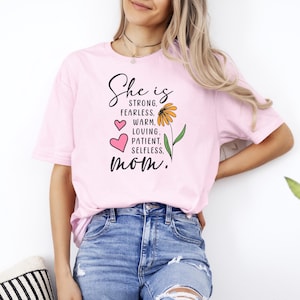 Cute Mother Gift T-shirt, She is Strong Fearless Warm Mom Shirt, Mom Shirt, Gift for Mom Shirt, Mother&#39;s Day Shirt
