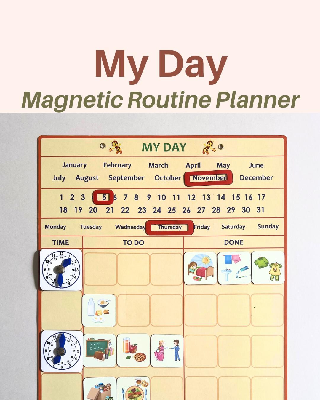 Magnetic Daily Routine Board | My Day Visual Schedule | Routine Chart ...