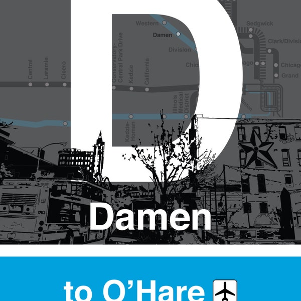 CTA L Stop Sign: Damen (Blue Line)