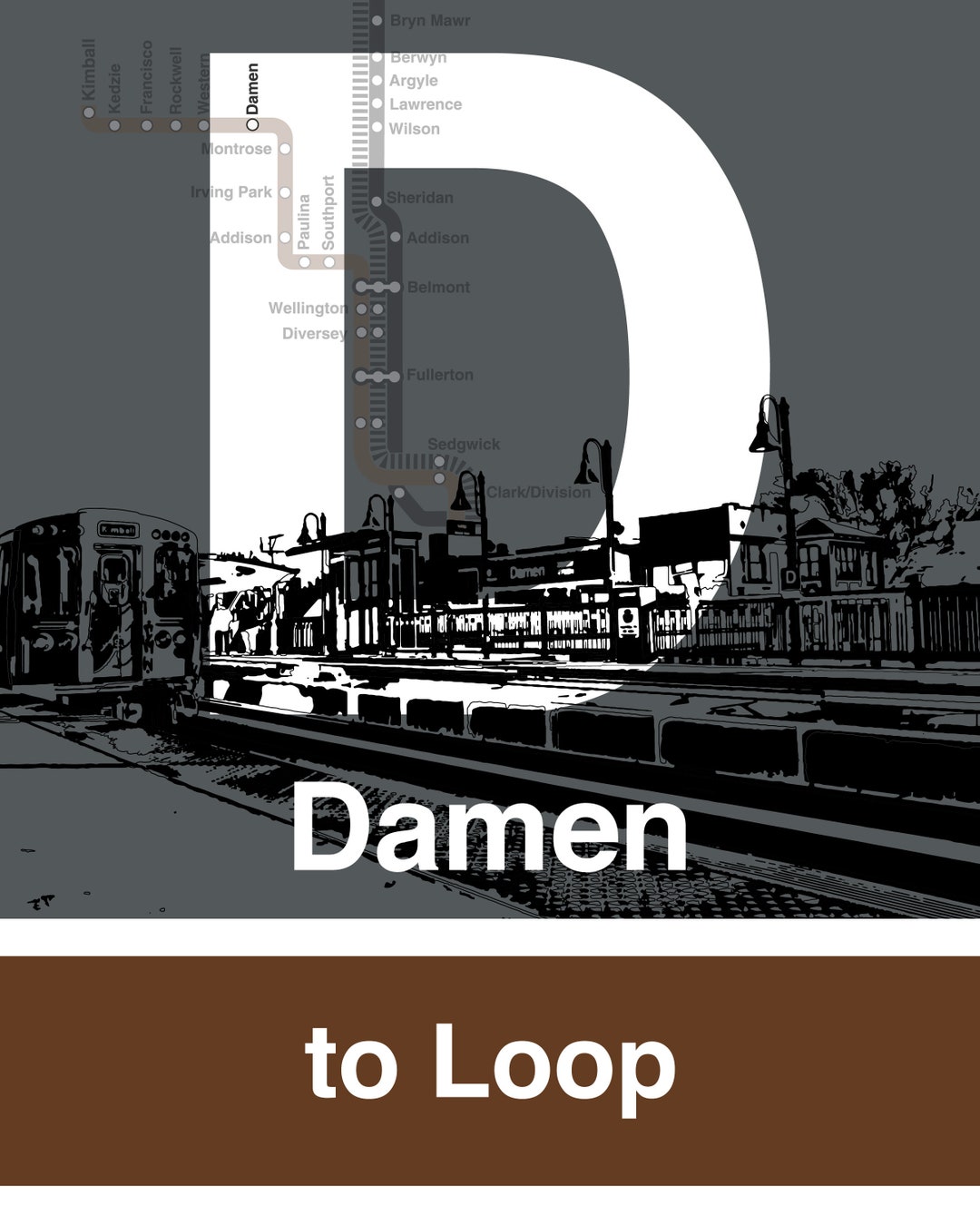 CTA L Stop Sign: Damen (brown Line) - Etsy
