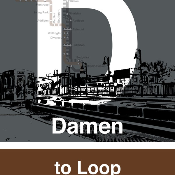 CTA L Stop Sign: Damen (Brown Line)