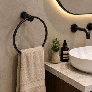 Moderne handdoekring voor aan de muur, metalen handdoekhouder voor de badkamer, minimalistische handdoekring, decoratie voor kleine badkamers