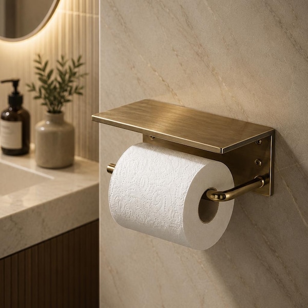 Brass Toilet Roll Holder - Toilet Paper Holder – Wall Mounted Toilet Paper Dispenser – Brass Bathroom Accessories
