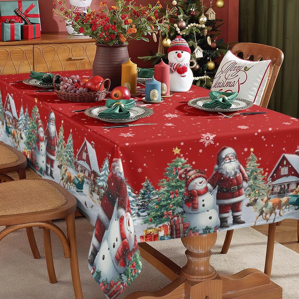ヴィンテージ サンタ テーブルクロス Newbridge Vintage Christmas Tablecloth, Waterproof, Winter