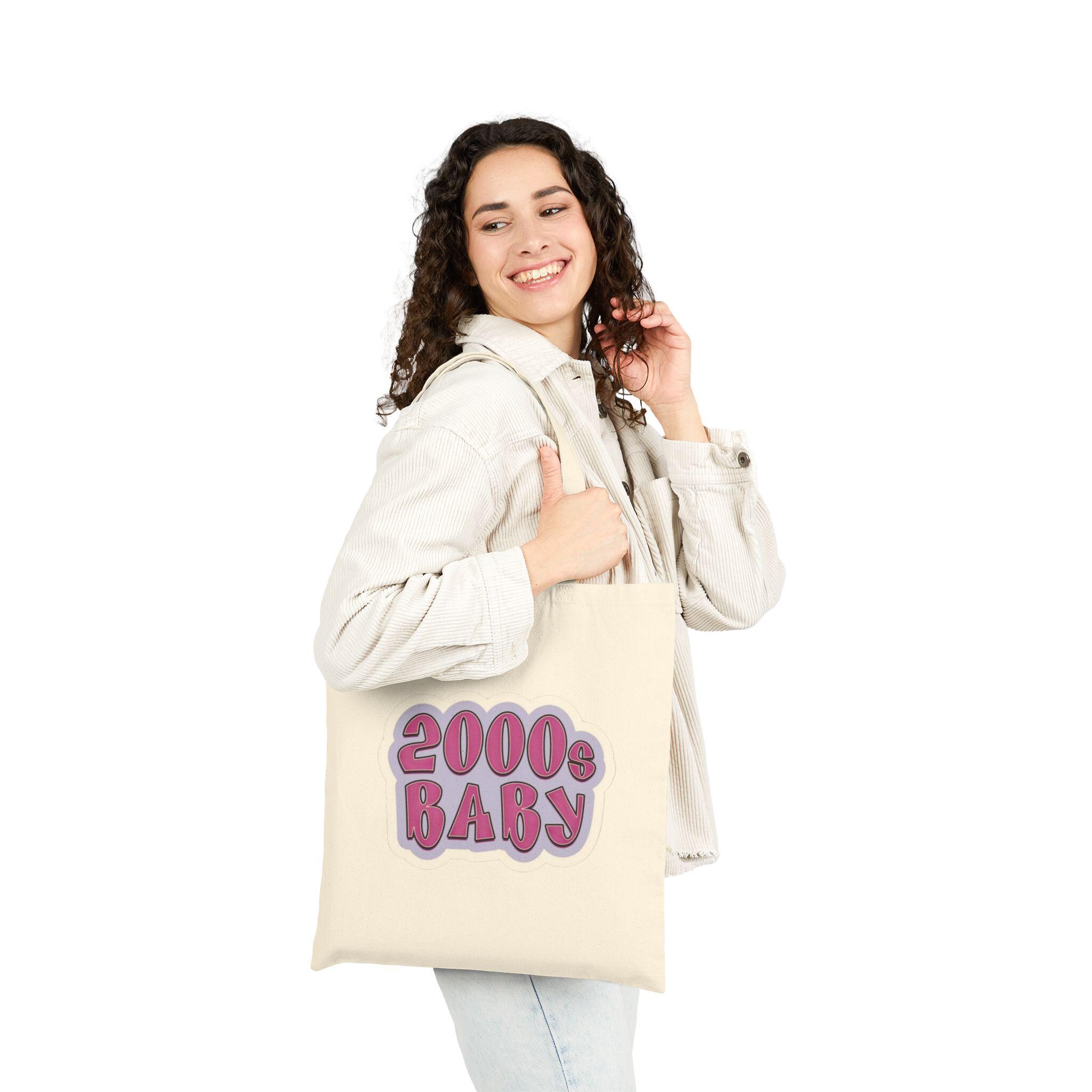 Cotton Canvas Tote Bag, Y2K Baby Retro 2000s Design, Eco-friendly 
