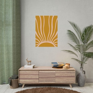 Póster del sol, impresión artística solar, decoración de pared con vibraciones positivas, ilustración de sol celestial, póster enrollable de regalo, buenas vibraciones