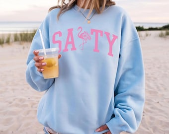 Salty Sweatshirt, Beach Hoodie, Beach Lover Giftful, Summer Hoodie, Vacation Hoodie, Beachful Flamingo Hoodie,Beach Summer Sweatshirt,E138