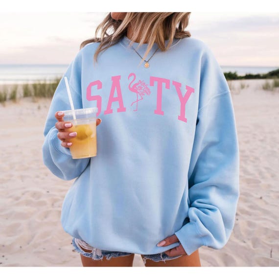 Salty Sweatshirt, Beach Hoodie, Beach Lover Giftful, Summer Hoodie, Vacation Hoodie, Beachful Flamingo Hoodie,Beach Summer Sweatshirt,E138
