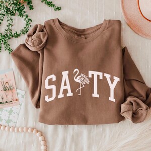 a t - shirt that says salty with a flamingo on it