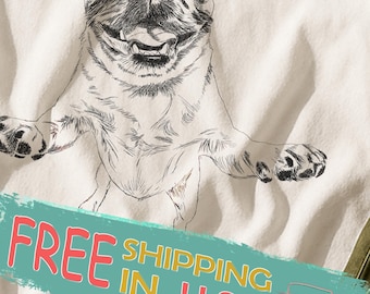 Funny Pug Illustration T-Shirt – Dog Lover Gift