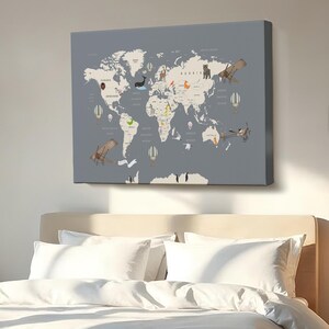 Dekorative Weltkarte Leinwand Wandkunst für Kinderzimmer, Einweihungsparty Geschenke, klassische Leinwandkunst, Wohnkultur Leinwand, große Wandbehang