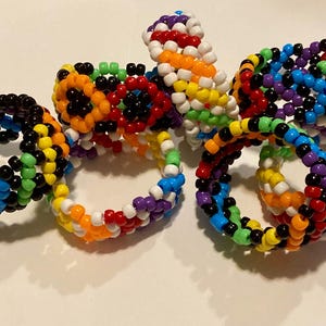 Rainbow black/white X-base kandi cuff