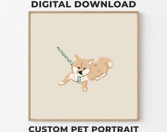 Retrato digital personalizado de mascota para perros/gatos, retratos personalizados a partir de una foto, dibujo animado, recuerdo para mascotas, regalo para amantes de las mascotas, amantes de los perros