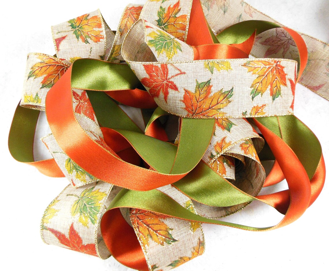 Ribbon Duet Coordinating Narrow and Wide Fall Ribbons for Etsy