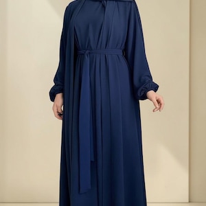 abaya elegant dress with belt Women Dress Crew Neck Long Sleeve Pullover Summer Casual Maxi Dress With Belt Elegant Abaya Evening Gown Dresses for Women 5x Instant Hijab Two Piece