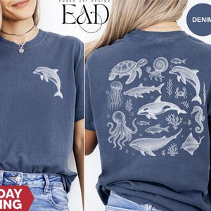 Comfort Colors® Sea Animals Retro Style Shirt, Retro Ocean Tee, Sealife Shirt, Whale Tee, Dolphin Shirt, Sea Lovers Tee, Cute Sea Animal Tee