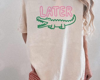 Comfort Colors® Later Gator T-shirt, grappig alligatorshirt, zuidelijk gezegde cadeau, retro Gator-T-shirt, Florida Lover Top, krokodilshirt