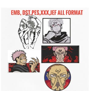 Sukuna embroidery design ryomen sukuna embroidery jujutsu kaisen anime embroidery design sukuna embroidery bundle Emb dst pes jef jjk design