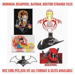 Superhero Embroidery Design Ironman Thor  Batman Deadpool Doctor Strange  Digital Embroidery Files Emb dstxxx pes embroidery bundle