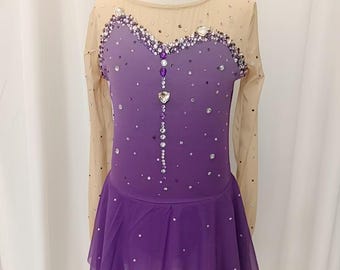 Purple Grace Figure Skating Dress | Ready to Ship | Girls Competition Dress | Size 140-150 | Handmade Skating Costume