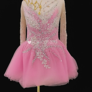 Pink Princess Ice Skating Dress | Girls Competition Leotard | Custom Handmade Figure Skating Costume