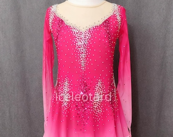 Rose Sparkle Ice Skating Dress | Girls Competition Leotard | Custom Handmade Figure Skating Costume