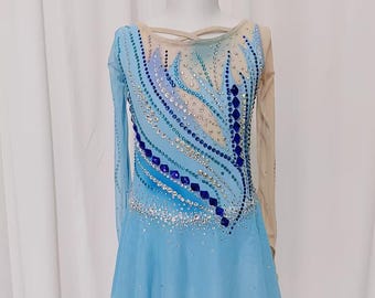 Blue Symphony Figure Skating Dress | Ready to Ship | Girls Competition Dress | Size 110-120 | Handmade skating costume