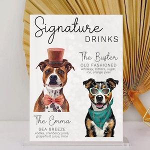 Dog Signature Cocktails Sign, Dog Signature Drink Sign, Custom Pet Bar Menu Sign, Pet Drink Sign, Dog Cocktails Sign, Open Bar Acrylic Sign