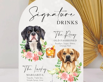 Cartello per bevande personalizzato con la firma del cane, menù per bevande personalizzato per animali domestici, cartello per menu da bar in acrilico, cartello per bevande per cani, cartello per bevande per animali domestici, cartello per cocktail personalizzato con la firma del gatto