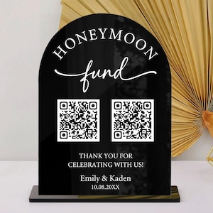 Honeymoon Fund QR Code Sign, Acrylic QR Code Sign, Wedding Honeymoon Fund Sign, Venmo QR Code Modern Wedding Sign, Minimalist Wedding Sign