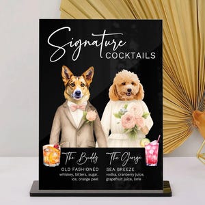 Dog Signature Cocktails Sign, Dog Custom Drink Sign, Dog Signature Drink Sign, Custom Pet Bar Menu Sign, Dog Cocktails Sign, Open Bar Sign