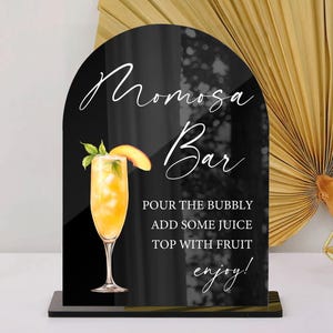 Enseigne acrylique minimaliste de bar Momosa, enseigne de bar à mimosa moderne, enseigne de bar pétillant, décoration de shower de bébé mariage nuptiale