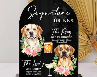 Cartello per bevande con firma per animali domestici, cartello per bevande con firma per animali domestici, cartello per bar per animali domestici per matrimoni, cartello per bevande con firma per cani e gatti, cartello per cocktail per animali domestici