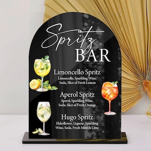 Enseigne de bar Spritz, Aperol Spritz, Limoncello Spritz, Hugo Spritz, Enseigne de bar de mariage, Enseigne acrylique de menu de cocktails, Le coup de foudre