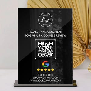 Plaque acrylique avec logo, demande d'examen pour petite entreprise, plaque code QR, plaque d'examen Google, plaque QR code demande d'examen
