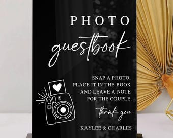 Letrero para libro de visitas con foto, Letrero para libro de visitas con foto, Por favor, firme nuestro libro de visitas, Letrero personalizado para fotomatón, Letrero de boda Polaroid, Deje una foto
