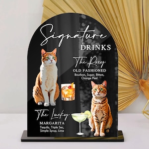 Enseigne pour boisson signature portrait d'animal de compagnie personnalisé, enseigne pour boisson emblématique pour animal de compagnie, enseigne pour boisson signature pour animal de compagnie mariage, enseigne pour boisson signature chien chat, enseigne pour cocktails pour animaux de compagnie