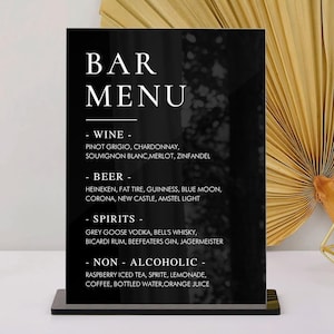 Enseigne de menu de boissons de mariage, enseigne de bar, menu de bar de mariage minimaliste, enseigne de boisson de mariage simple, enseigne de boissons de bar, enseigne de cocktails signature